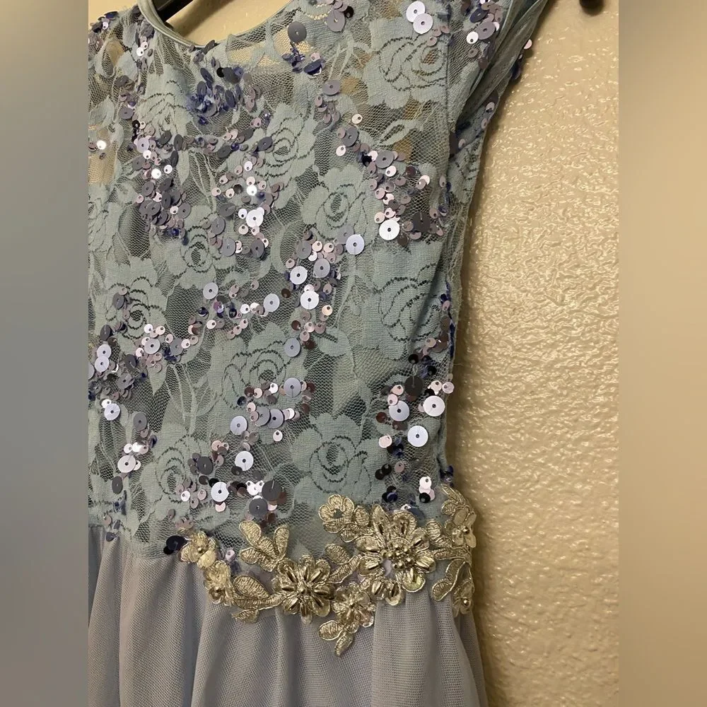 Weissman Dance Costume pale blue lace dress Slow Down 15129 IC- child 7/8
